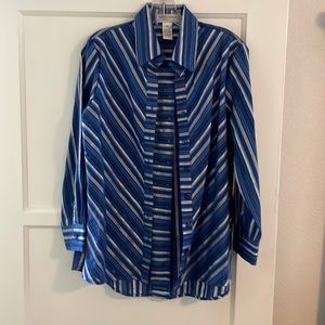 Drapery &Damons. : blouse, blue N, silver lines